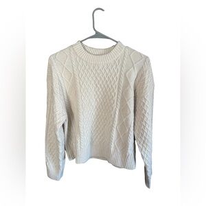 H&M Cream Cable Knit Sweater | Size Small | Chunky Fisherman Pullover Crewneck